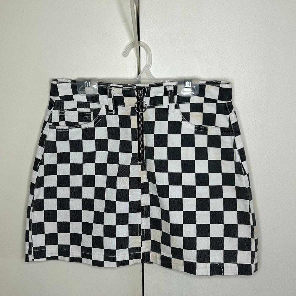 BDG Checkered Denim Skirt
